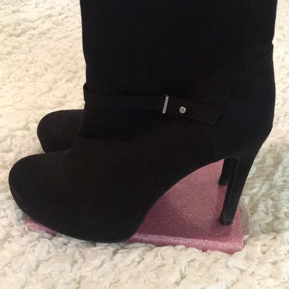 Faux Suede Heeled Booties - Picture 3 of 10